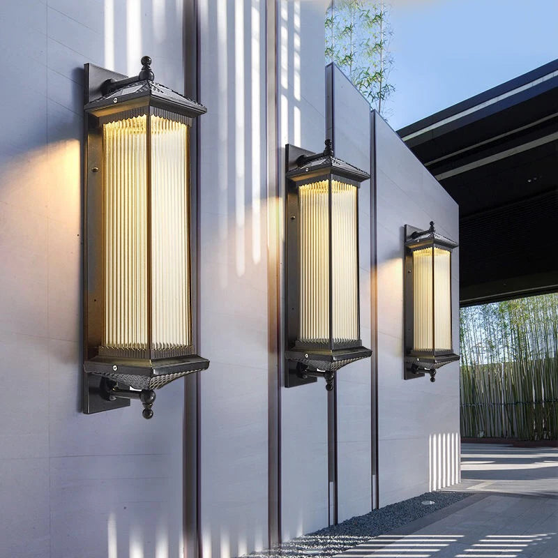 Traditional Solar Lantern Wall Light - Coffee Finish Aluminum and Acrylic Solar Sconce with Warm LED Glow for Patio, Porch and Entryways