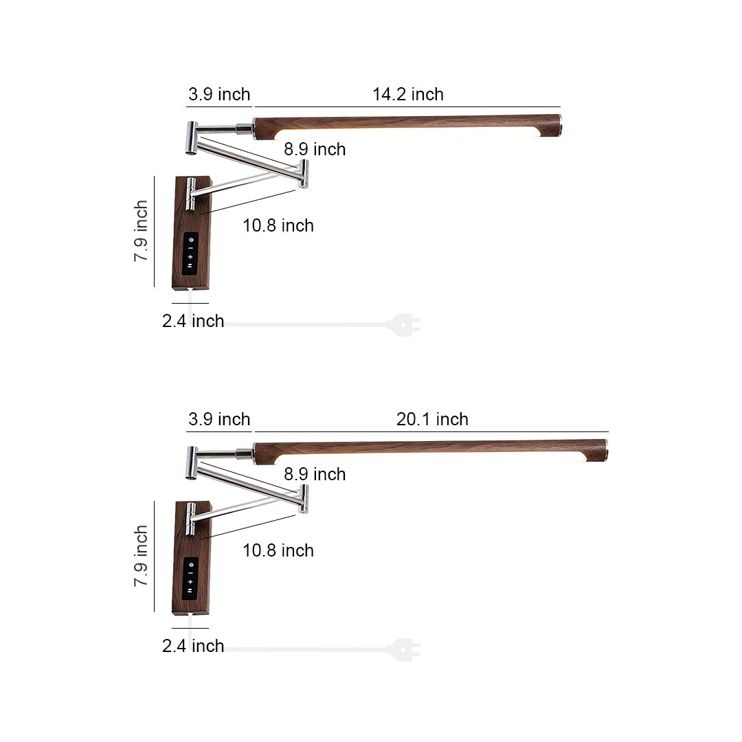 Swing Wall Light Mid-Century Iron Walnut Eye-Protecting Arm Lamp