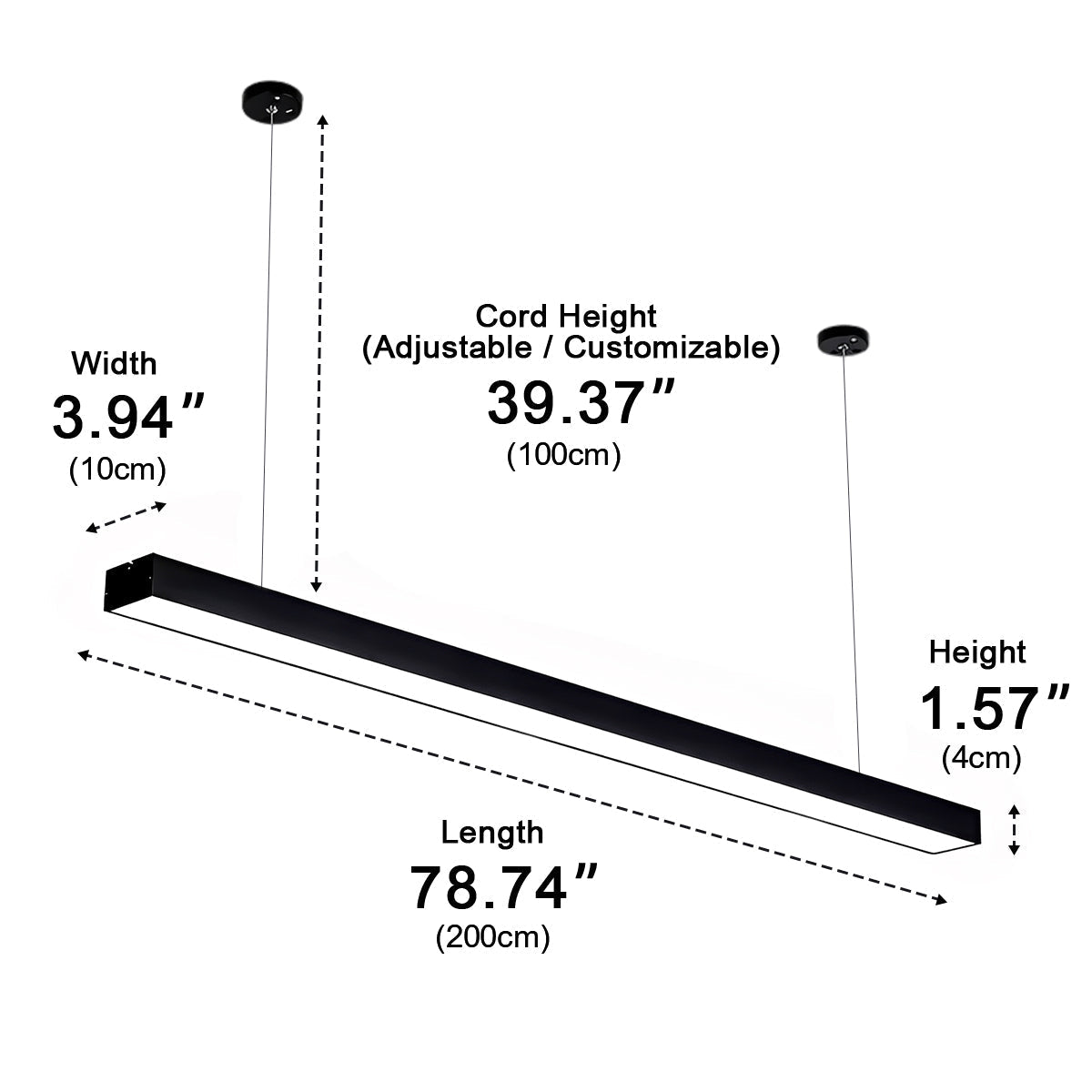 Modern Minimalist LED Long Strip Office Pendant Lights