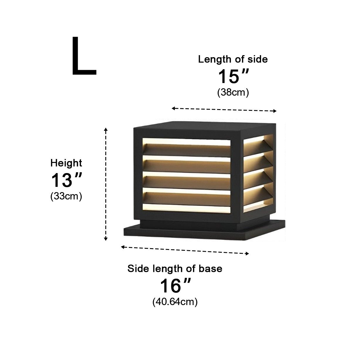 Outdoor Black Square Grille Post Cap Lights Fence Column Light