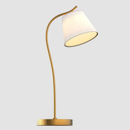 Metal Gooseneck Desk Lamp with Cone Fabric Shade for Home Office