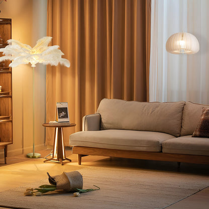 30 Inch Statement Ostrich Feather Decorative Accent Floor Lamp