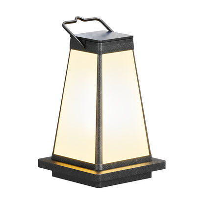 Square Waterproof LED Black Modern Portable Solar Outdoor Lanterns