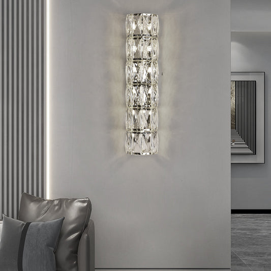 Cylindrical Crystal Three Step Dimming Light LED Modern Wall Sconces Lighting