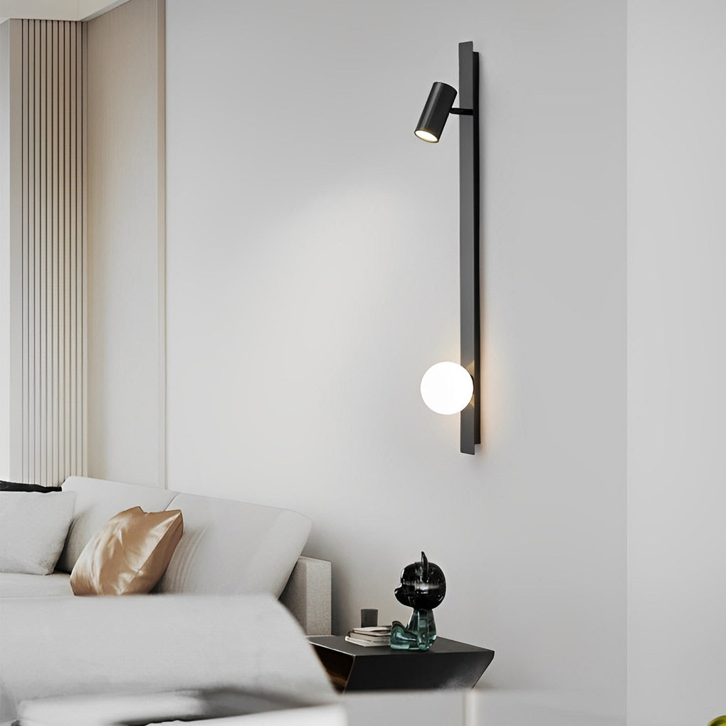 Black/Gold LED Linear Lights Three Step Dimming Wall Lamp with Adjustable Spotlight