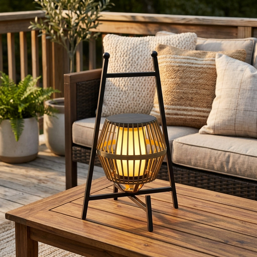Outdoor Solar Lantern - Black Die-Cast Aluminum Light with Automatic Dusk Sensor, Warm and White LED and 23 Inch Height for Garden Lawns
