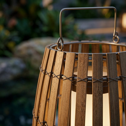 Rattan Lantern - Woven Plastic Rattan and Iron Farmhouse Lamp in 16 or 24 Inch Heights, Solar or Hardwired, for Courtyard and Patio