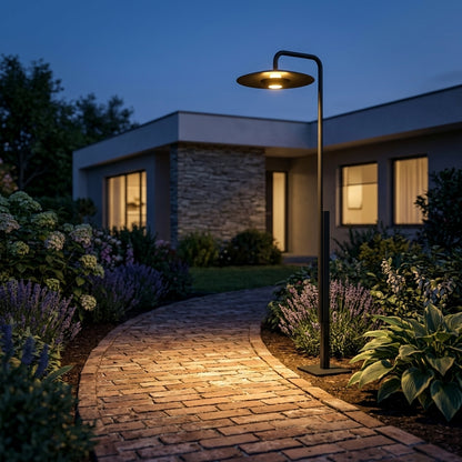 Pathway Pole Umbrella Column Light - Black Aluminum Mast Standing 78.74 or 98.43 Inches, Solar or Hardwired, Single to 8-Pack for Patios
