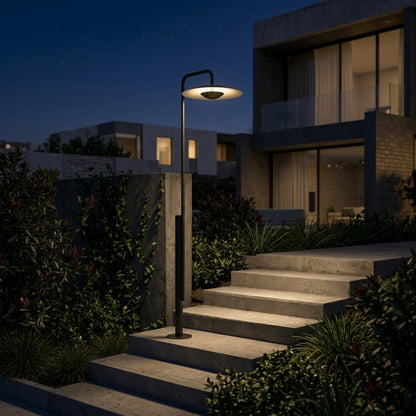 Pathway Pole Umbrella Column Light - Black Aluminum Mast Standing 78.74 or 98.43 Inches, Solar or Hardwired, Single to 8-Pack for Patios