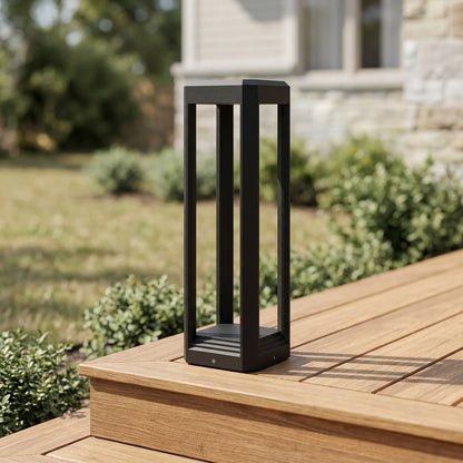 Pathway Post Modern Landscape Light - Black Die-cast Aluminum and Acrylic Bollard in 7.9, 15.7 or 23.6 Inch Heights, Solar or Hardwired