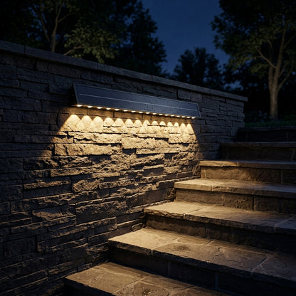 Washer Solar Modern Wall Light - Black Stainless Steel Sconce from 4 to 20 LEDs, Solar or Hardwired, in Warm, Cool or Colorful Light