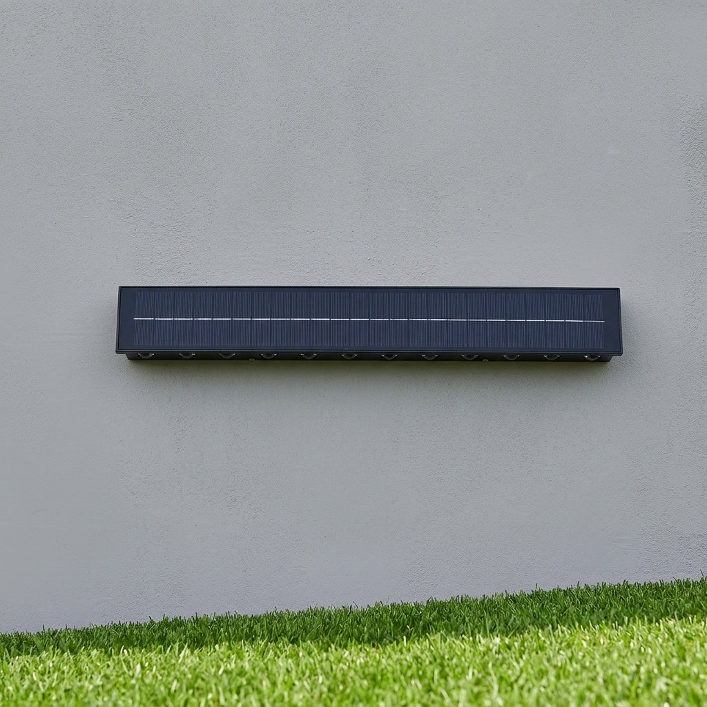 Washer Solar Modern Wall Light - Black Stainless Steel Sconce from 4 to 20 LEDs, Solar or Hardwired, in Warm, Cool or Colorful Light