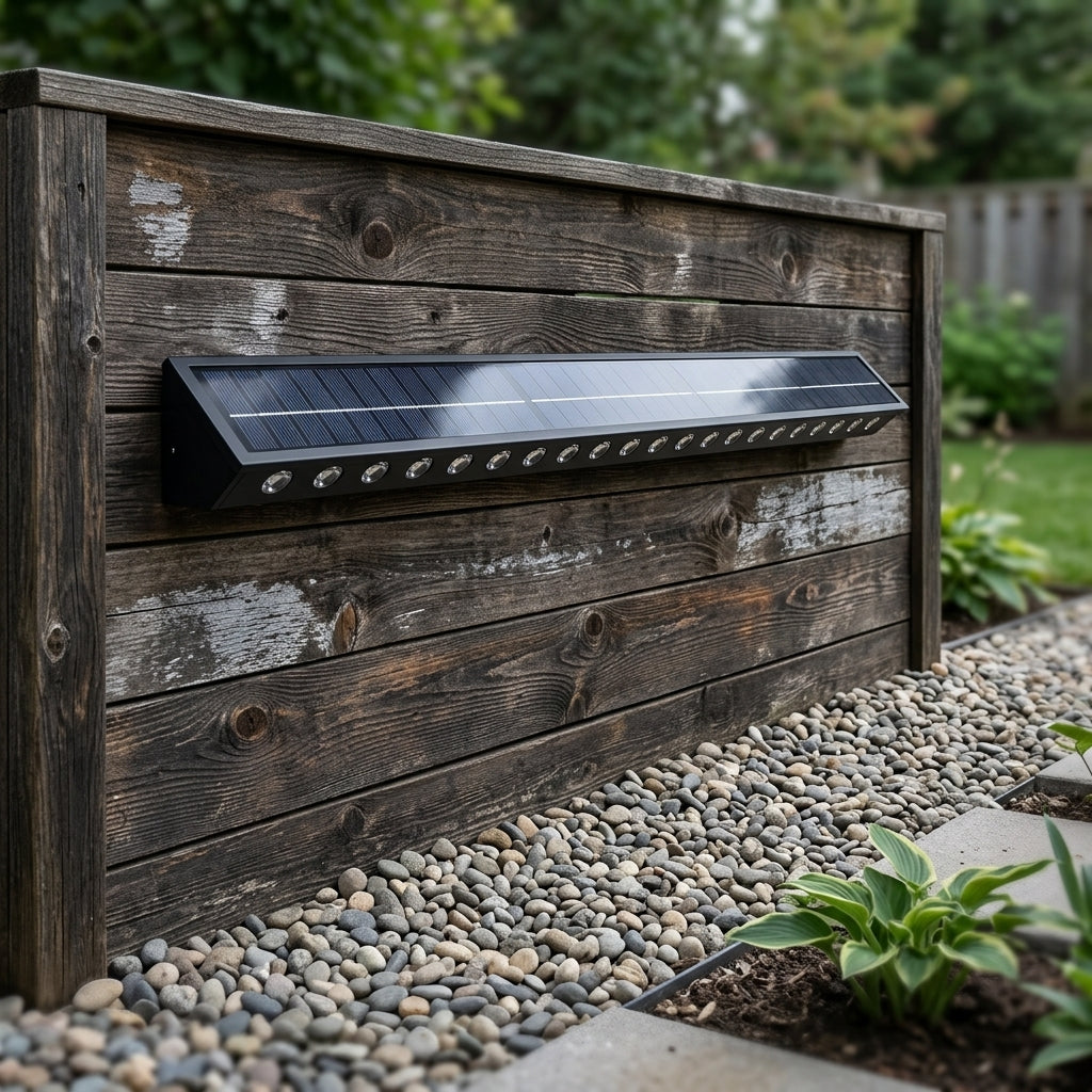 Washer Solar Modern Wall Light - Black Stainless Steel Sconce from 4 to 20 LEDs, Solar or Hardwired, in Warm, Cool or Colorful Light