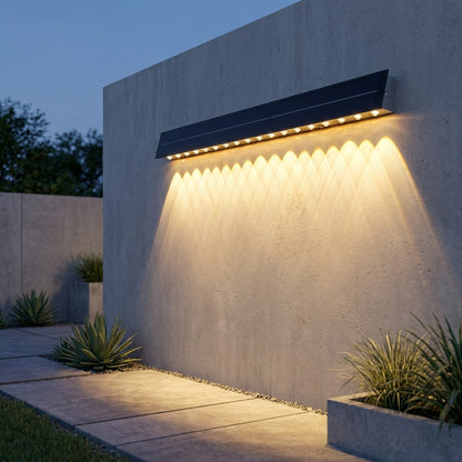 Washer Solar Modern Wall Light - Black Stainless Steel Sconce from 4 to 20 LEDs, Solar or Hardwired, in Warm, Cool or Colorful Light