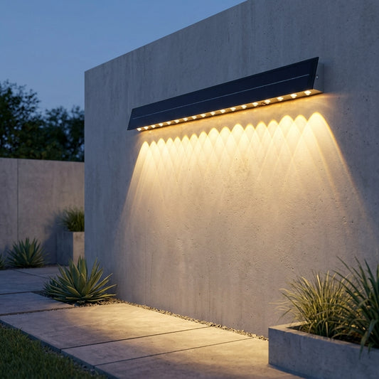 Washer Solar Modern Wall Light - Black Stainless Steel Sconce from 4 to 20 LEDs, Solar or Hardwired, in Warm, Cool or Colorful Light
