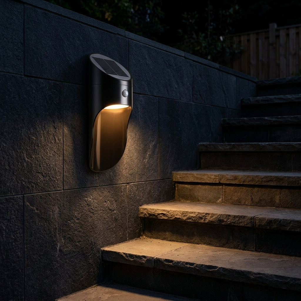 Porch Solar Modern Wall Light - ABS Farmhouse Sconce in Gray, Black or White with Cool or Warm White LED for Courtyard, Patio and Doorways