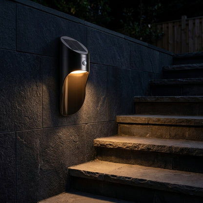 Porch Solar Modern Wall Light - ABS Farmhouse Sconce in Gray, Black or White with Cool or Warm White LED for Courtyard, Patio and Doorways