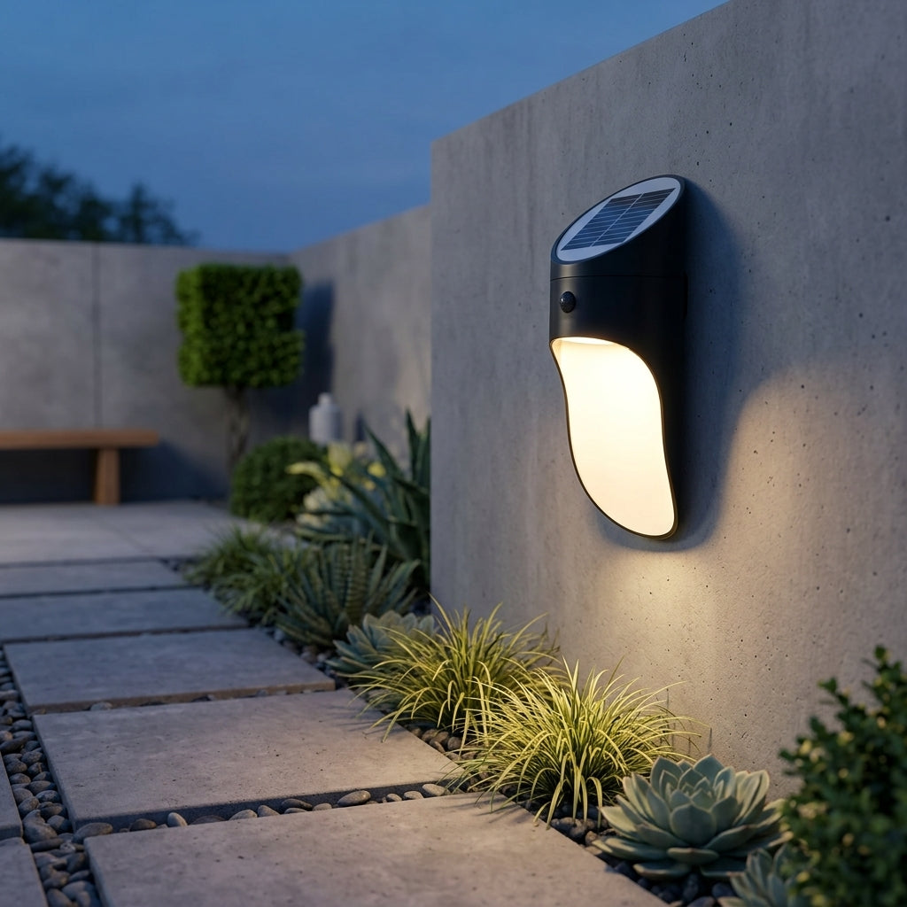 Porch Solar Modern Wall Light - ABS Farmhouse Sconce in Gray, Black or White with Cool or Warm White LED for Courtyard, Patio and Doorways