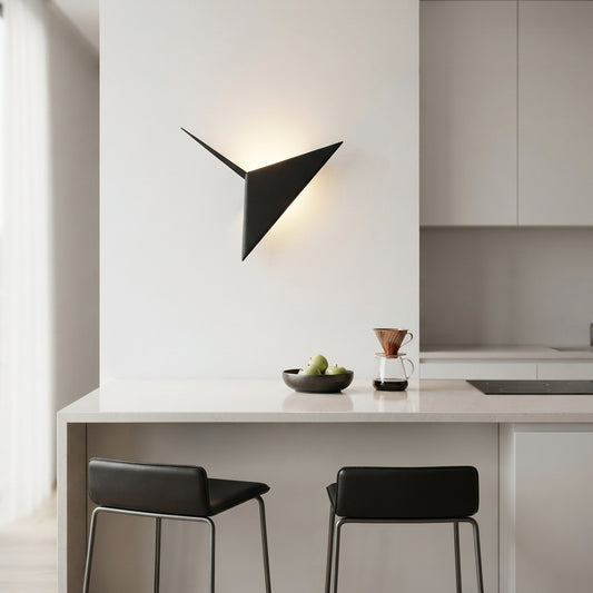 Triangle Wall Sconce - Geometric Iron LED Light in Black or White with Warm White or White Glow for Bedside, Stairs and Corridors