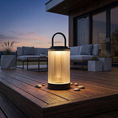 Portable Outdoor Lantern - Stainless Steel 5W Warm LED in Black, Gold or White with Hardwired or Solar Power and 11 or 22 Inch Height