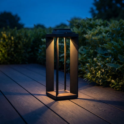 Solar Lantern - Stainless Steel and PC Portable Lamp in 13.8 or 21.7 Inch Heights with 3W Warm LED, 10000mAh Battery and IP54 Rating
