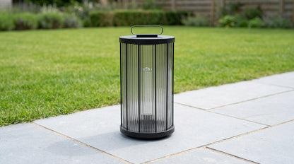 Cylinder Lantern Pathway Post Light - Clear Acrylic and Black Stainless Steel, 7.8 or 11.8 Inch Diameters up to 47.2 Inches Tall, for Decks