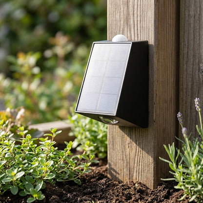 Solar Fence Wall Light - Black Die-cast Aluminum Single-Pack Minimalist Sconce with Warm LED Glow for Courtyard, Patio and Porch Fencing
