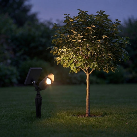 Modern Landscape Light - Flash Gray Aluminum and Glass Tree Uplight with Solar or Hardwired Power for Courtyard Trees and Planting Beds