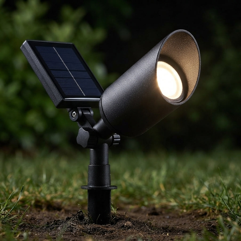 Modern Landscape Light - Flash Gray Aluminum and Glass Tree Uplight with Solar or Hardwired Power for Courtyard Trees and Planting Beds