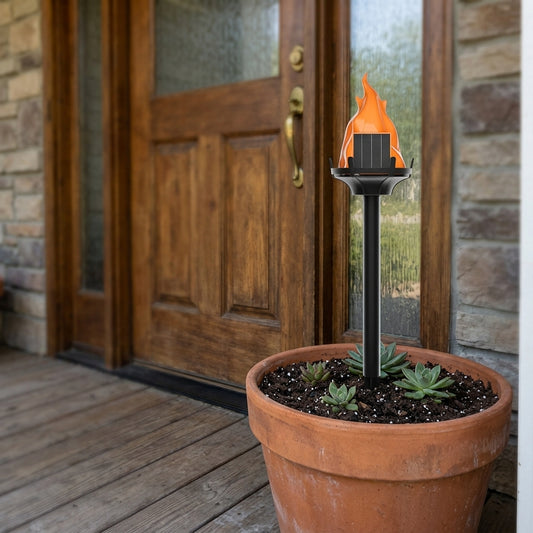 Solar Flickering Flame Pathway Torch - Ground Stake Flame Effect Light with Automatic Dusk Operation for Garden Paths, Drives and Lawn Edges