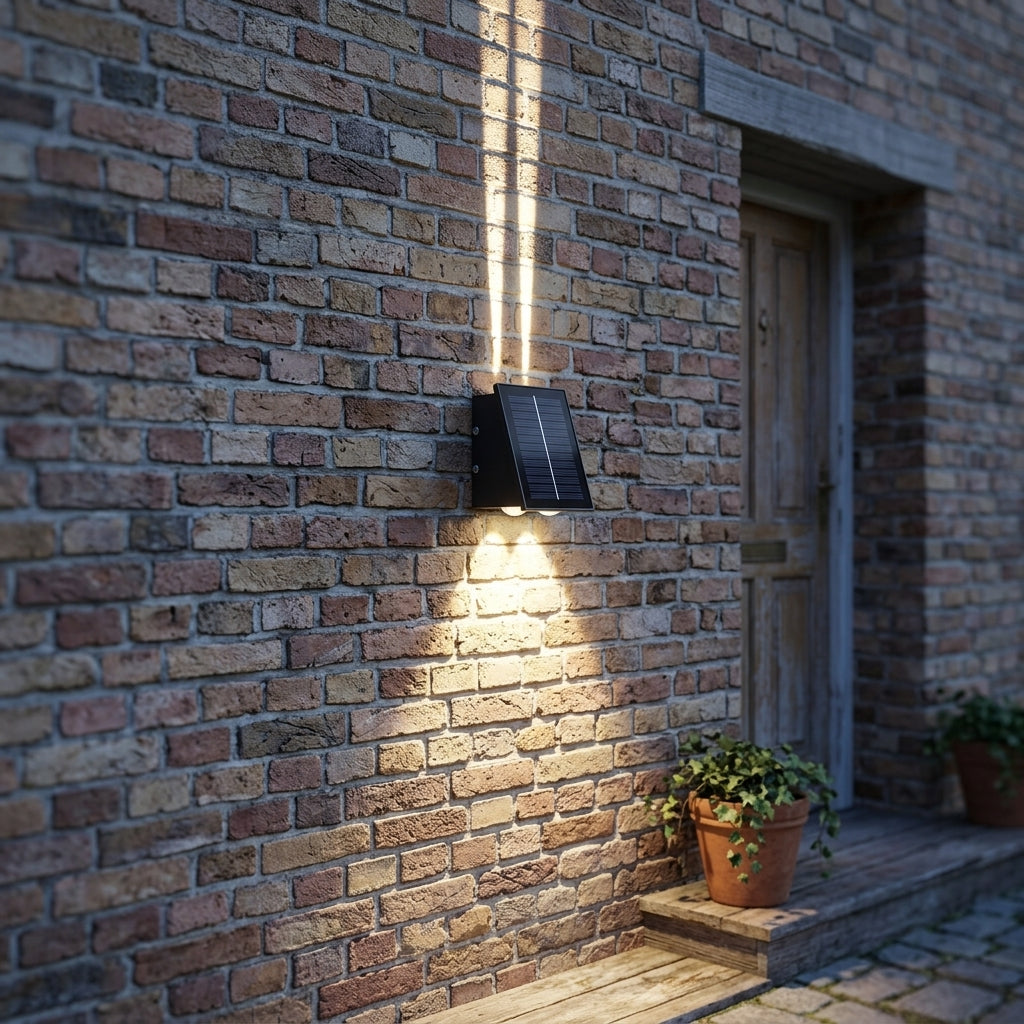 Washer Solar Modern Wall Light - Black Stainless Steel Up, Down or Up and Down Beam Sconce in Warm, Cool White or RGB for Patio Walls