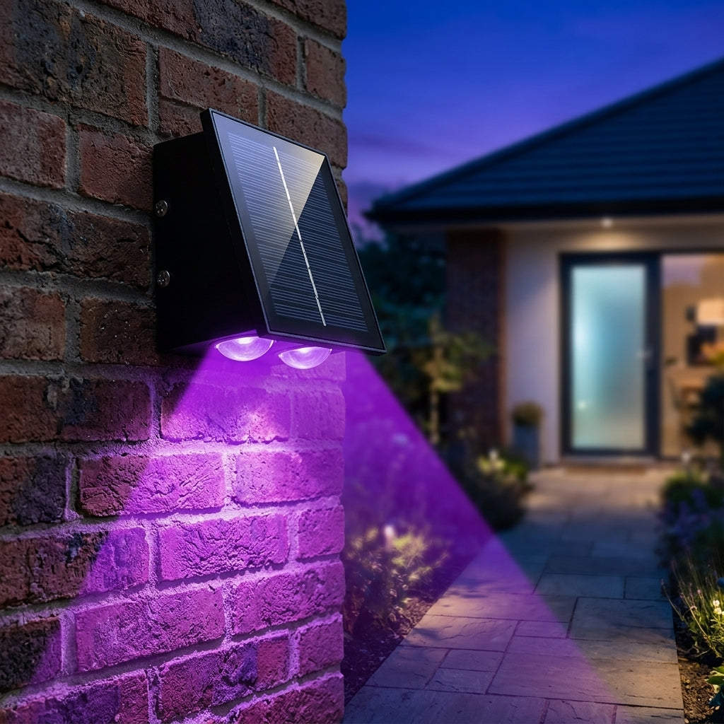 Washer Solar Modern Wall Light - Black Stainless Steel Up, Down or Up and Down Beam Sconce in Warm, Cool White or RGB for Patio Walls