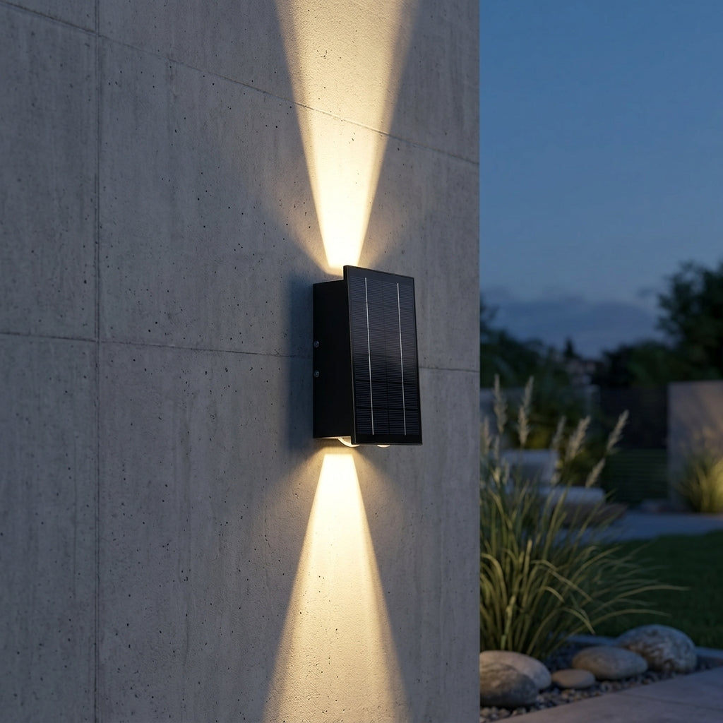 Washer Solar Modern Wall Light - Black Stainless Steel Up, Down or Up and Down Beam Sconce in Warm, Cool White or RGB for Patio Walls