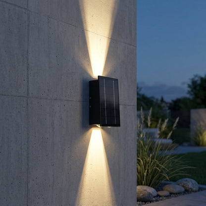 Washer Solar Modern Wall Light - Black Stainless Steel Up, Down or Up and Down Beam Sconce in Warm, Cool White or RGB for Patio Walls