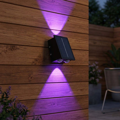 Washer Solar Modern Wall Light - Black Stainless Steel Up, Down or Up and Down Beam Sconce in Warm, Cool White or RGB for Patio Walls