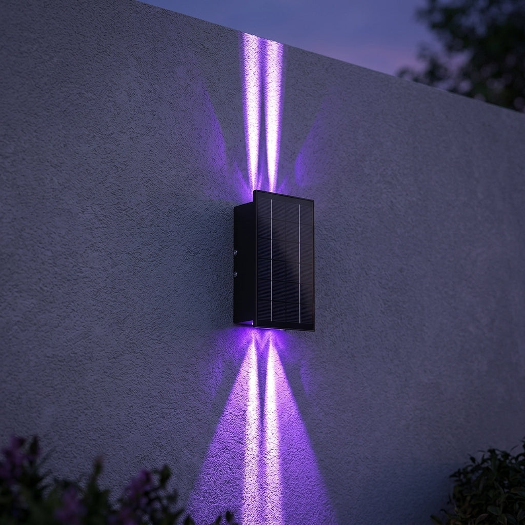 Washer Solar Modern Wall Light - Black Stainless Steel Up, Down or Up and Down Beam Sconce in Warm, Cool White or RGB for Patio Walls