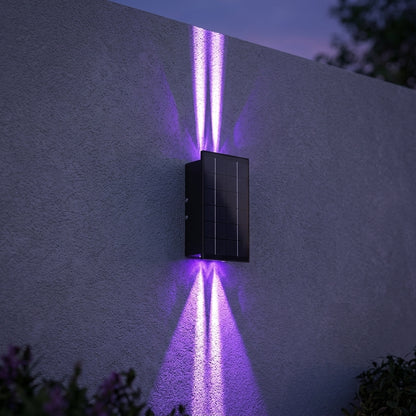 Washer Solar Modern Wall Light - Black Stainless Steel Up, Down or Up and Down Beam Sconce in Warm, Cool White or RGB for Patio Walls