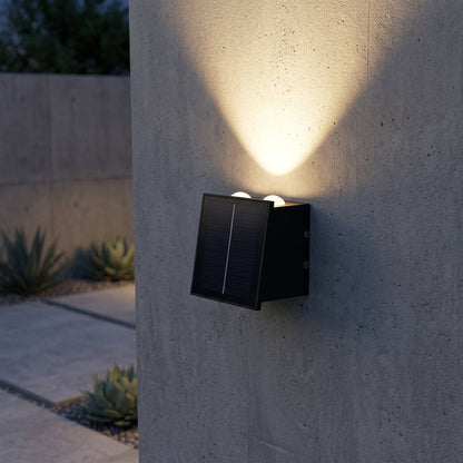 Washer Solar Modern Wall Light - Black Stainless Steel Up, Down or Up and Down Beam Sconce in Warm, Cool White or RGB for Patio Walls
