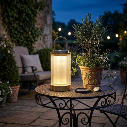 Portable Outdoor Lantern - Stainless Steel 5W Warm LED in Black, Gold or White with Hardwired or Solar Power and 11 or 22 Inch Height