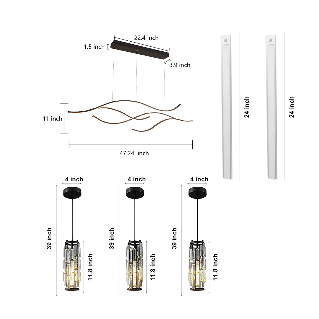 Modern Kitchen Lighting Bundle - Linear, Pendant, Cabinet