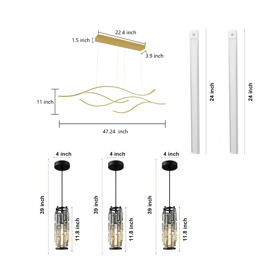 Modern Kitchen Lighting Bundle - Linear, Pendant, Cabinet