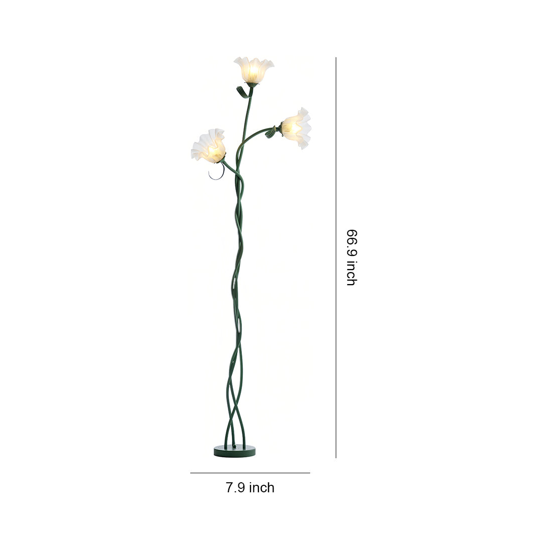 Flower Floor Lamps French Country Style Green Artistic Iron Lamp