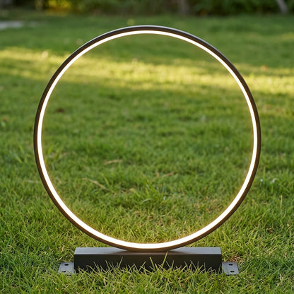 Ring Landscape Light - Black Aluminum and Acrylic Circular Fixture in 15.75, 23.62 or 31.5 Inch Diameters, Solar or Hardwired, for Patios