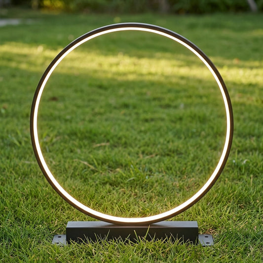 Ring Landscape Light - Black Aluminum and Acrylic Circular Fixture in 15.75, 23.62 or 31.5 Inch Diameters, Solar or Hardwired, for Patios