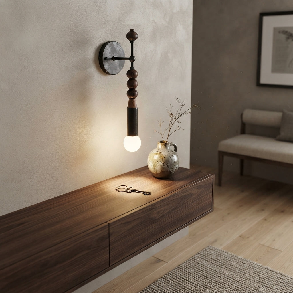 Marble Globe Wall Art Light - French Vintage Sconce in Copper or Black Iron with E27 5W LED and Five Globe Color Pairings, 18.9 Inches
