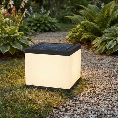 Solar Square Cube Post Light - Black Acrylic Industrial Cube Lamp in 10 and 12 Inch Heights for Courtyard Posts, Single to 8-Pack