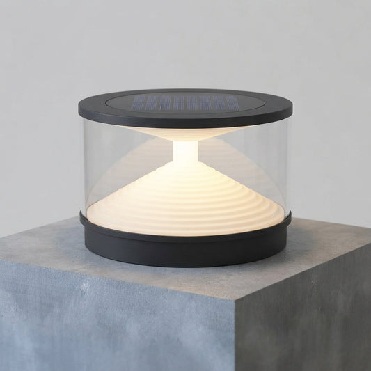 Hourglass Post Light - Gray Acrylic and Stainless Steel Pillar Lamp, Solar or Hardwired, in 7.87 to 15.75 Inch Diameter Sizes