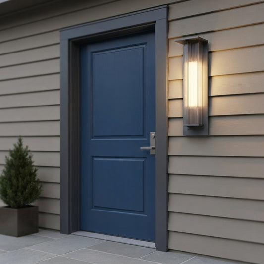 Sconce Vintage Lantern Wall Light - Black Aluminum and Glass Porch Lantern in 11.8 or 20.1 Inch Sizes, Solar or Hardwired, Single to 8-Pack