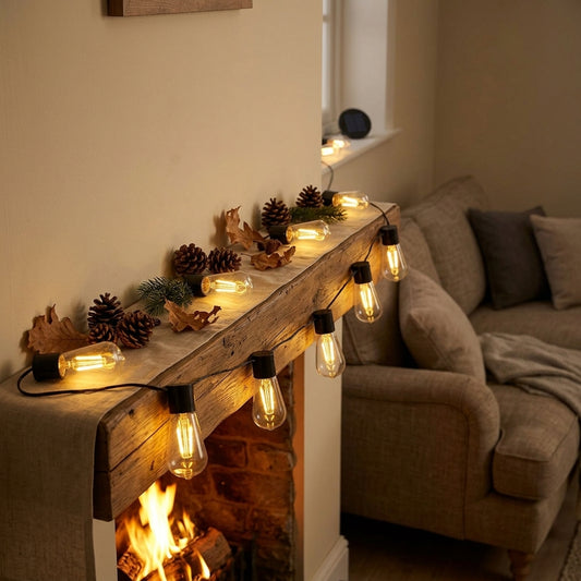 Solar Bulb String Lights - Weatherproof Warm White Retro Bulbs in 5m 10 LED or 8m 20 LED Runs for Patio, Balcony, Campsite and Garden