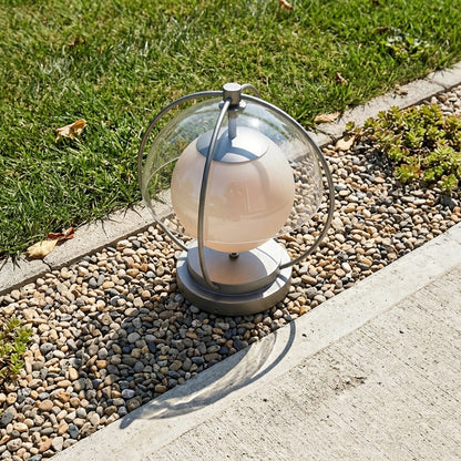 Modern Globe Planet Post Light - Gray Metal and PMMA Solar or Hardwired Orb from 7.8 to 15.7 Inch Diameter for Courtyard and Patio Posts